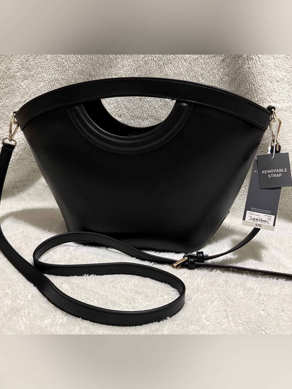 Worthington Black Cutout Handle Shoulder Bag with Removable Strap